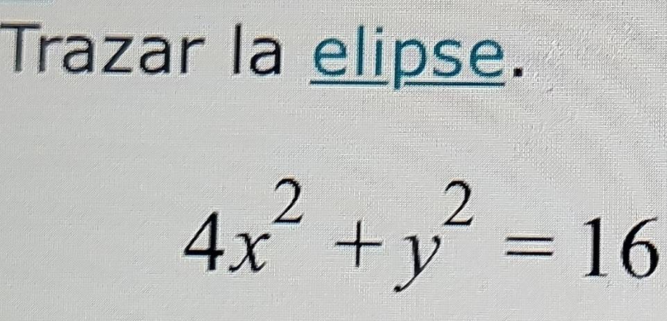 Trazar la elipse.
4x^2+y^2=16