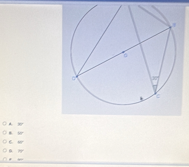 A 30°
B 50°
C. 60°
D. 70°
60°