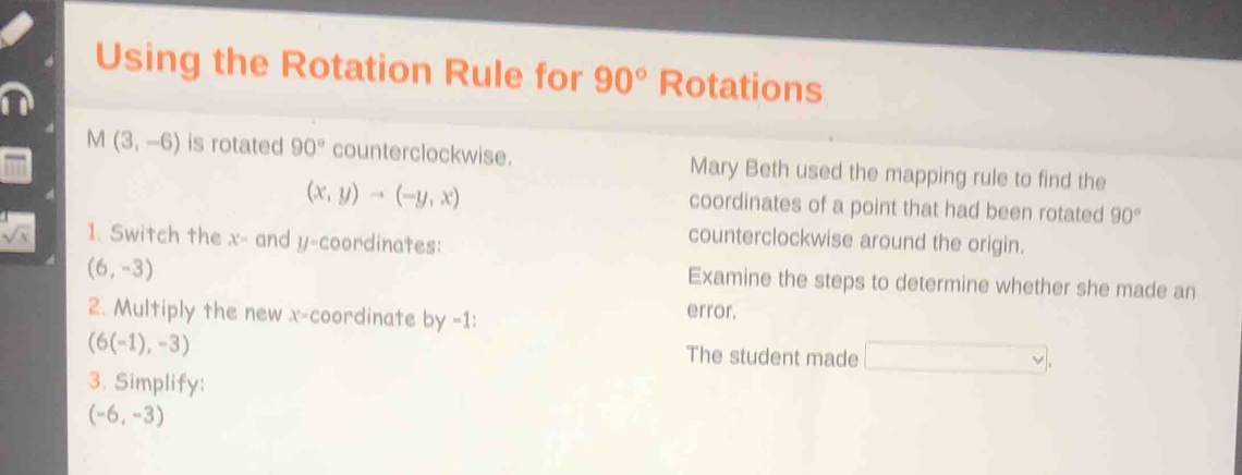 Solved: Using the Rotation Rule for 90° Rotations 4 M(3,-6) is rotated ...