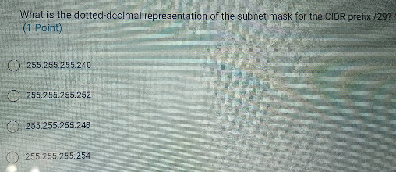 Solved: What is the dotted-decimal representation of the subnet mask ...