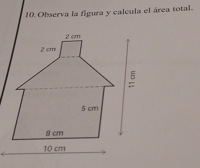 Observa la figura y calcula el área total.