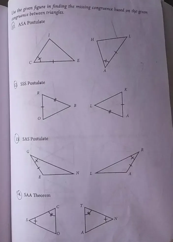 Solved: Use the given figure in finding the missing congruence based on ...