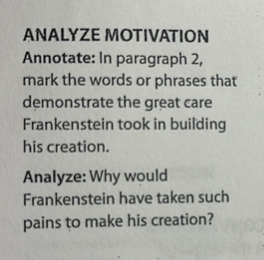 Solved: ANALYZE MOTIVATION Annotate: In paragraph 2, mark the words or ...