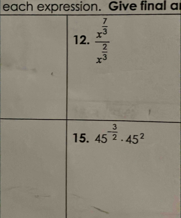 each expression. Give final ar