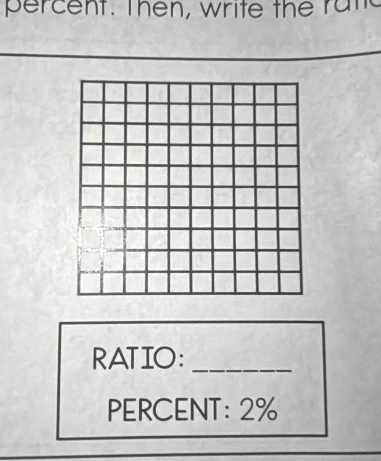 percent. Then, write the rat 
RATIO:_ 
PERCENT: 2%