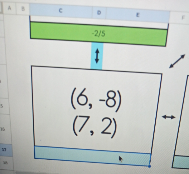 A B C D E F
-2/5
5
(6,-8)
16
(7,2)
17
18