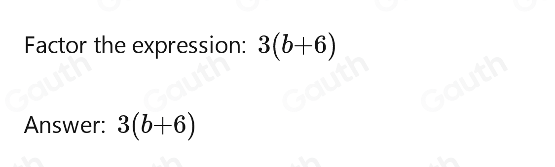 Solved: Factorise 3b+18 [Math]
