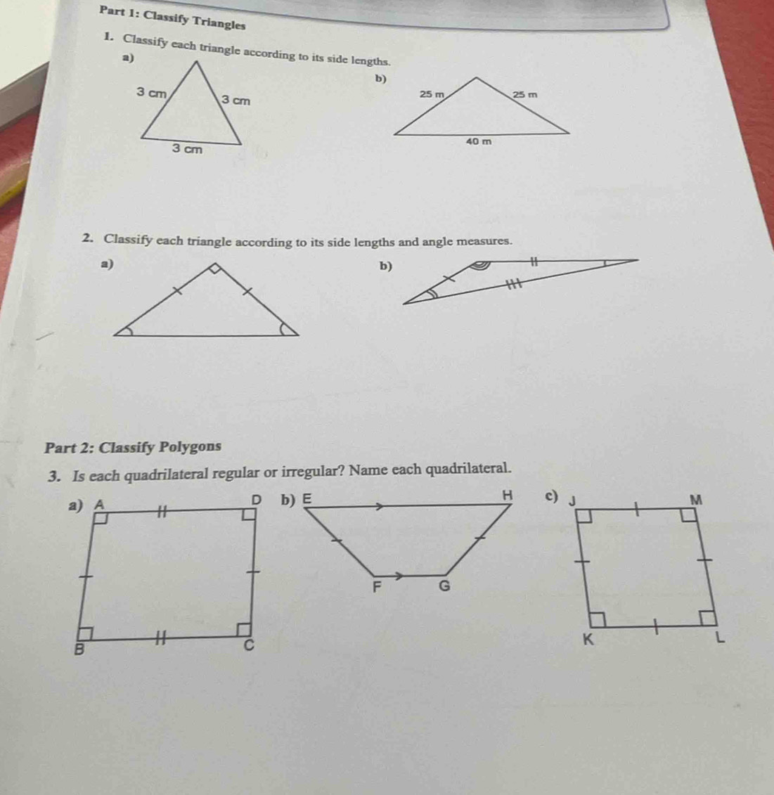 Solved: Classify Triangles 1. Classify each triangle according to its ...