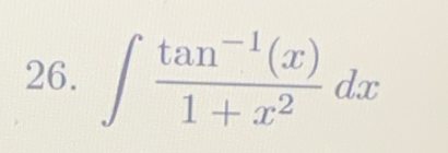 ∈t  (tan^(-1)(x))/1+x^2 dx