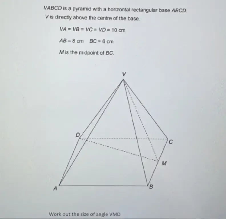 Solved: VABCD is a pyramid with a horizontal rectangular base ABCD. V ...