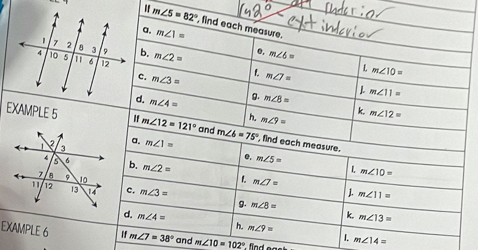 EX
and m∠ 10=102° m∠ 14=