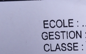 ECOLE : 
GESTION 
CLASSE :