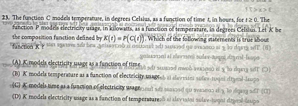 Solved: The function C models temperature, in degrees Celsius, as a ...