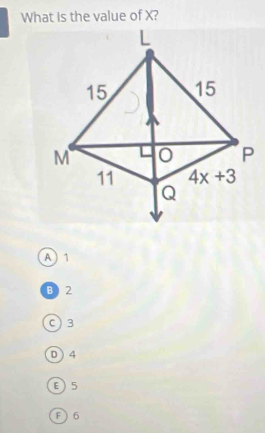 What Is the value of X?
A1
B) 2
C)3
D4
5
F6