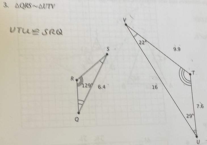 △ QRSsim △ UTV