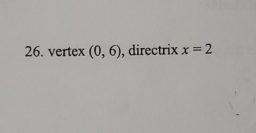 vertex (0,6) , directrix x=2