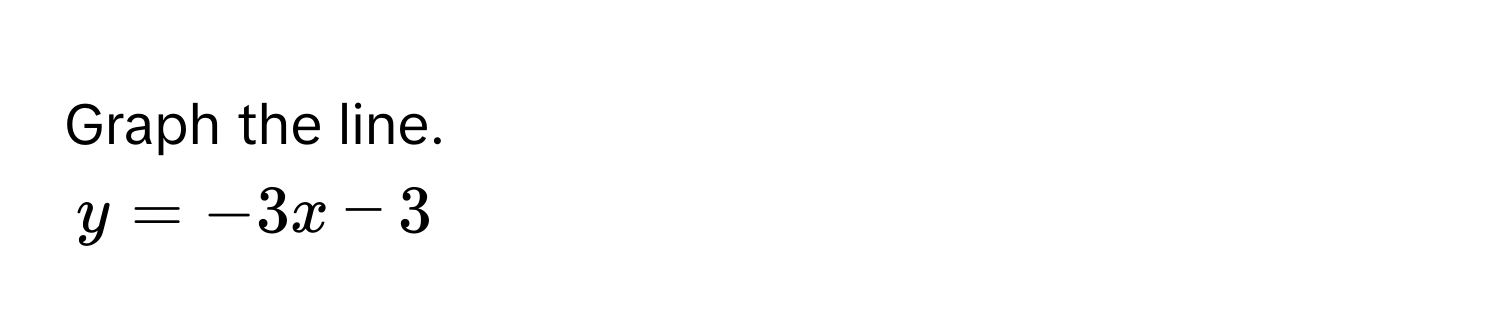 Graph the line.
y = -3x - 3
