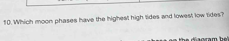 Which moon phases have the highest high tides and lowest low tides? 
the dia gram be l