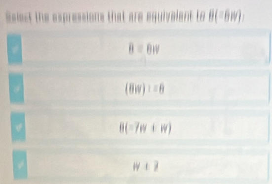 La B(=6W) :
B=8w
(8w)=8
B(-7w+w)
y1