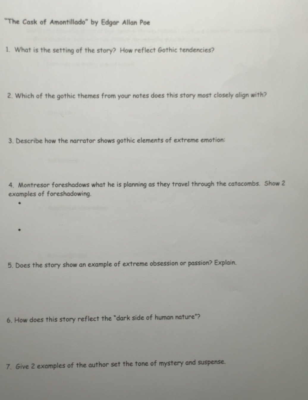 Solved: “The Cask of Amontillado” by Edgar Allan Poe 1. What is the ...