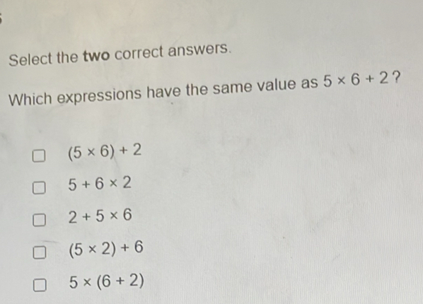 Select the two correct answers. Which expressions have the same value ...