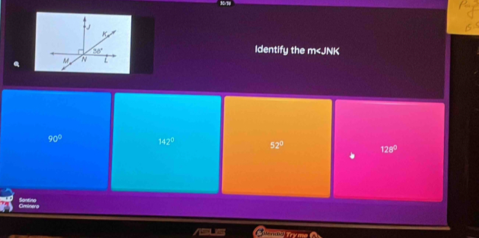 30/38
Identify the m
90°
142°
52°
128°
Santino Ciminero
plendid T ry me