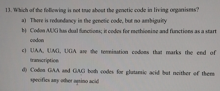 Selesai:Which of the following is not true about the genetic code in ...