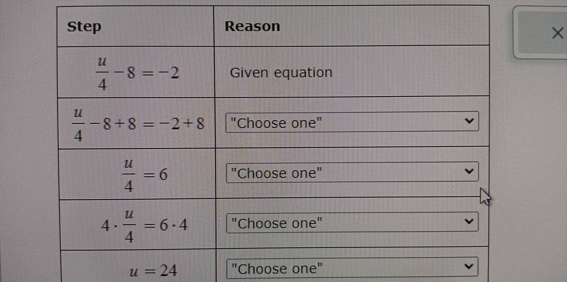 u=24 'Choose one"