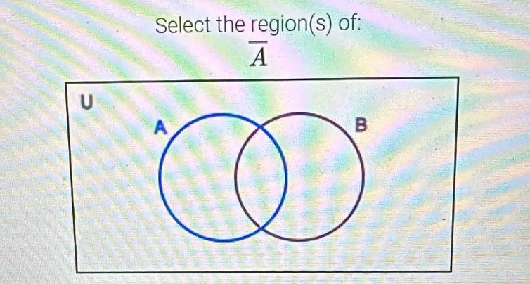 Select the region(s) of:
overline A
U
A
B