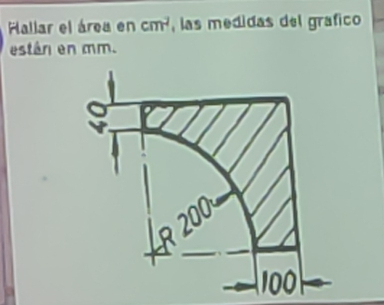 PHallar el área en cm^2 , las medidas del grafico 
están en mm.