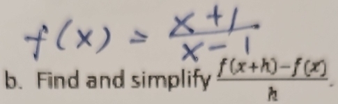 Find and simplify  (f(x+h)-f(x))/h .