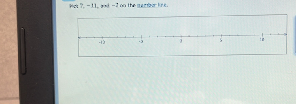 Plot 7, -11, and -2 on the number line.