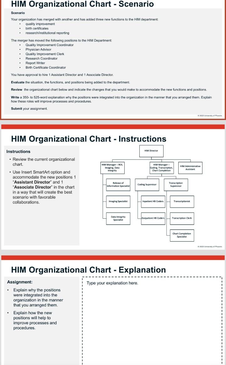 Solved: HIM Organizational Chart - Scenario Scenario Your organization ...
