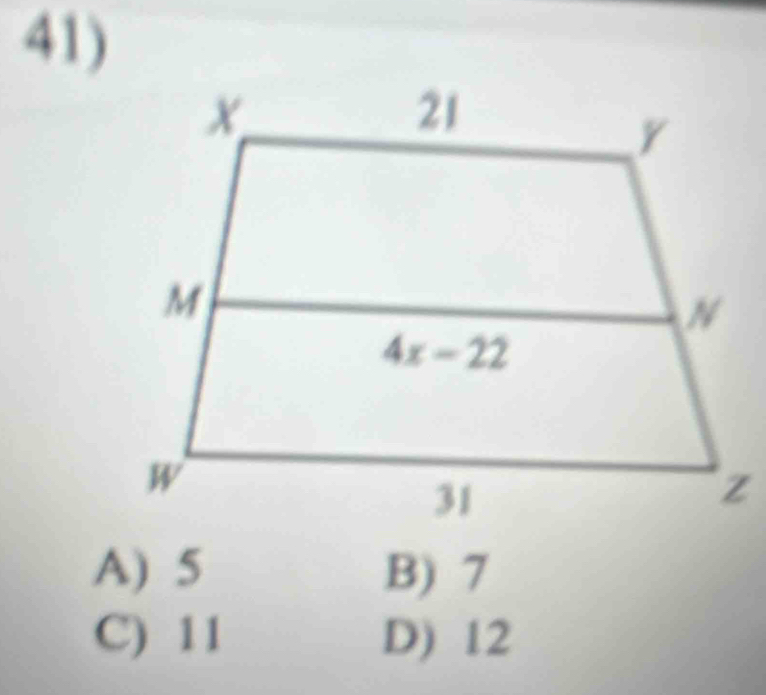 A) 5 B) 7
C) 11 D) 12