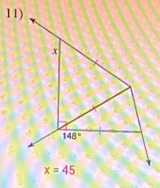 x
148°
x=45