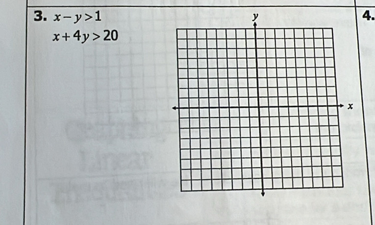 x-y>1 4.
x+4y>20