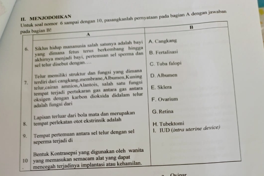 pada bagian A dengan jawaban HKAN