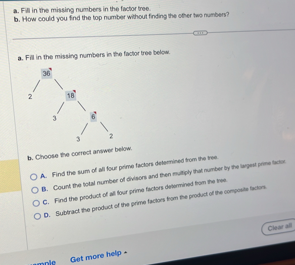 Solved: Fill in the missing numbers in the factor tree. b. How could ...