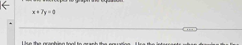 x+7y=0
se the graphing tool to graph the eguati