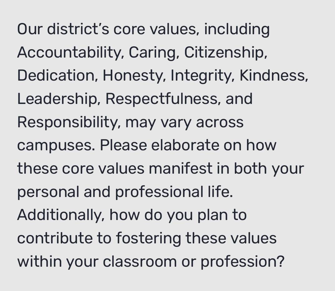 Solved: Our district’s core values, including Accountability, Caring ...