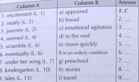 Culumn B Answer
1
2.
3.
4.
5.
6.
7.
B.
. tales (L.13)..