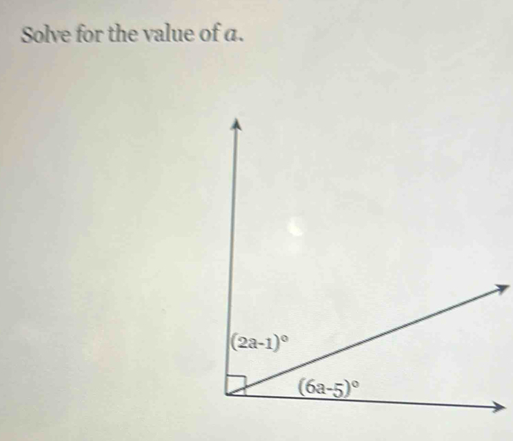 Solve for the value of a.