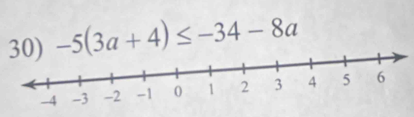 -5(3a+4)≤ -34-8a