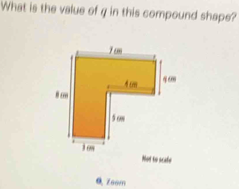 What is the value of g in this compound shape? 
Not to scale 
Zeom