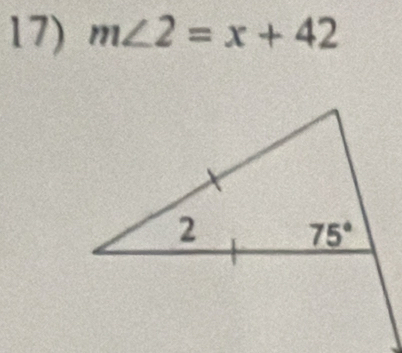 m∠ 2=x+42