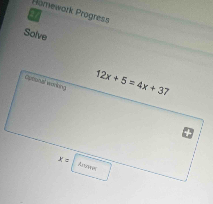 Homework Progress
2/
Solve