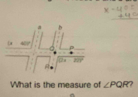 What is the measure of ∠ PQR ?