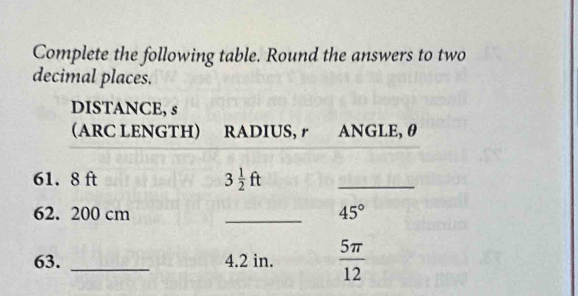 Complete the following table. Round the answers to two
decimal places.