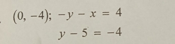 (0,-4);-y-x=4
y-5=-4