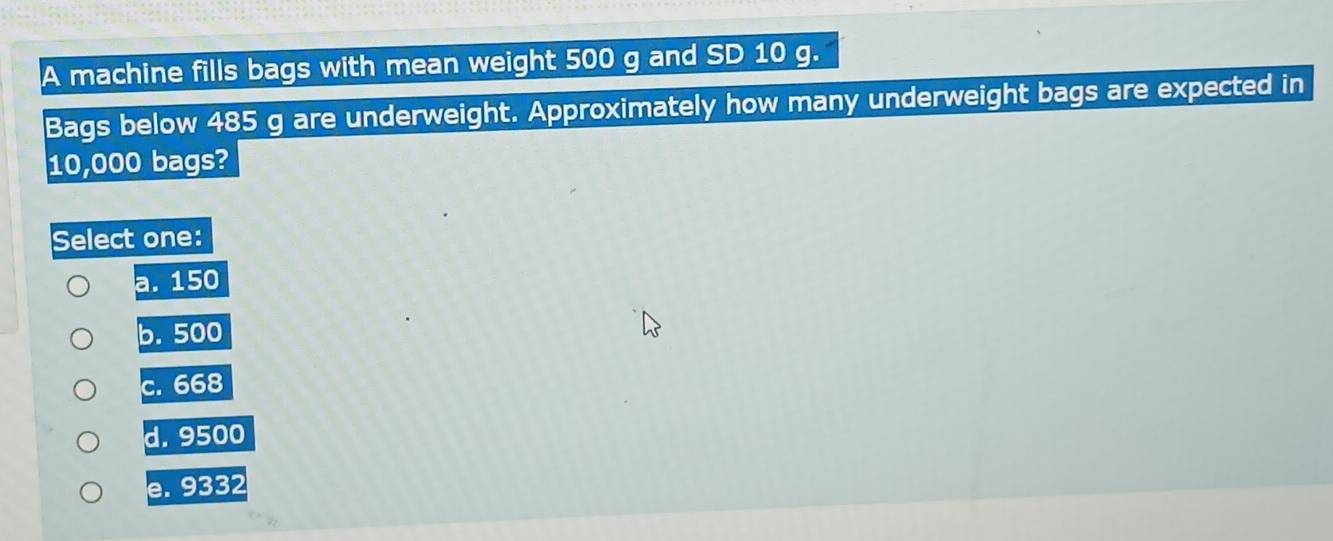 تم الحل:A machine fills bags with mean weight 500 g and SD 10 g. Bags ...